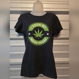 Black Graphic Tee with Green Print